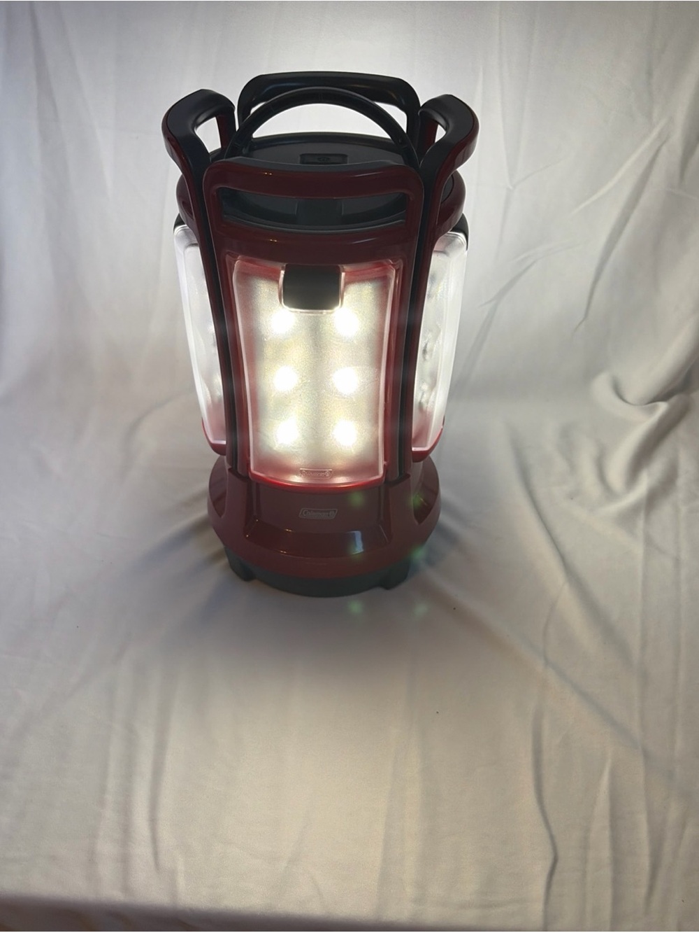 Coleman Red and White LED Camping Lantern with Foldable Handle